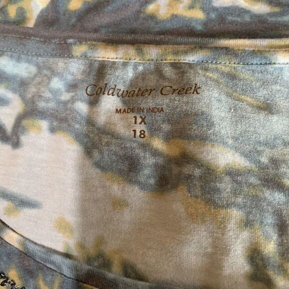 Coldwater Creek Plus Size 1X 18 Multicolor Boho Printed Embellished Blouse - Picture 5 of 7